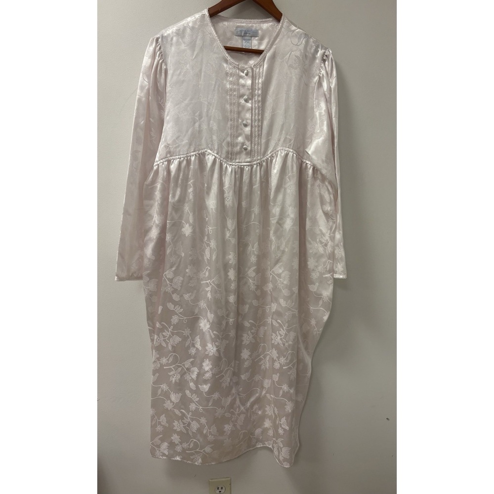 VTG 90s Erika Taylor Country Embroidered Lace Satin Floral Nightgown Sz L Y2K